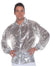 Men's Plus Size Silver Sequin 1970s Disco Costume Shirt