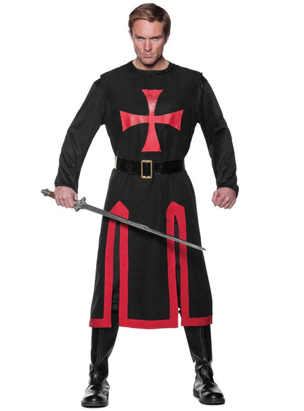 Image of Renaissance Mens Plus Size Black and Red Knight Costume