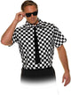 Image of Chequered Black and White 80s Plus Size Mens Costume Shirt