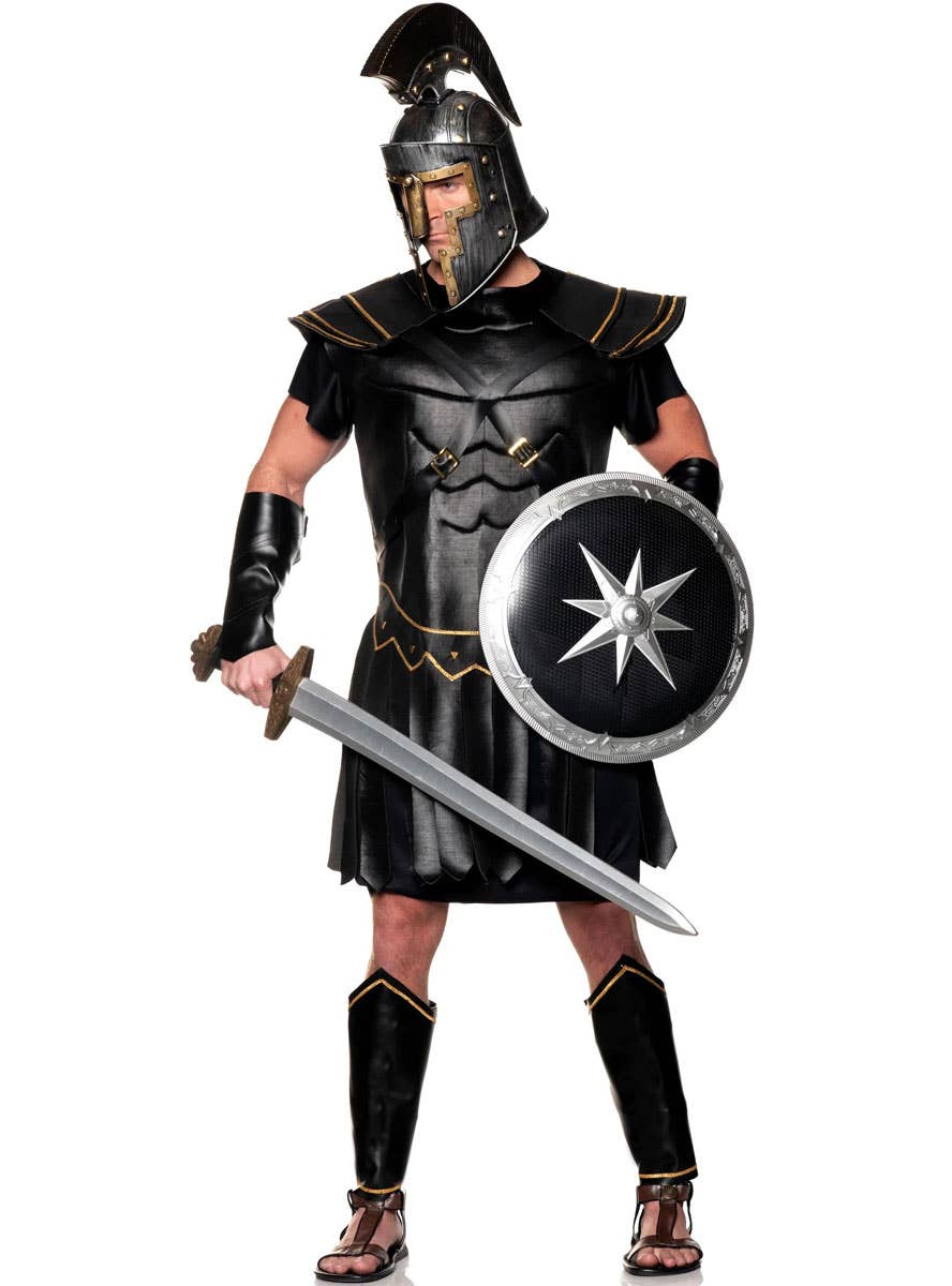 Image of Deluxe Black Roman Gladiator Plus Size Mens Costume