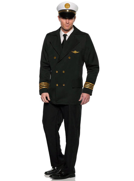 Image of Pan Am Airways Plus Size Men's Black Pilot Costume - Main Image