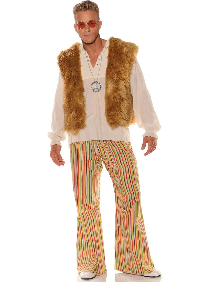 Image of Carefree Plus Size Men's 1970s Hippie Costume