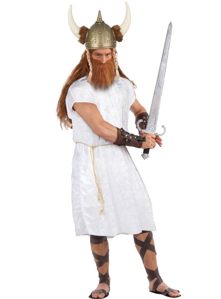 Image of Medieval Plus Size Men's White Velvet Costume Tunic