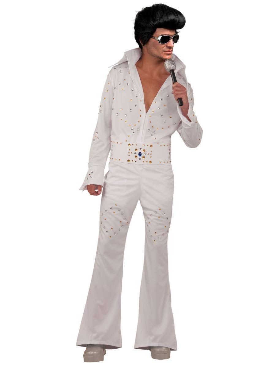 Image of Vegas Superstar Men's White Elvis Presley Plus Size Costume