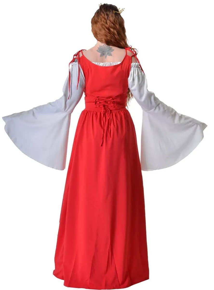 Image of Medieval Bright Red Women's Plus Size Costume Dress - Back View