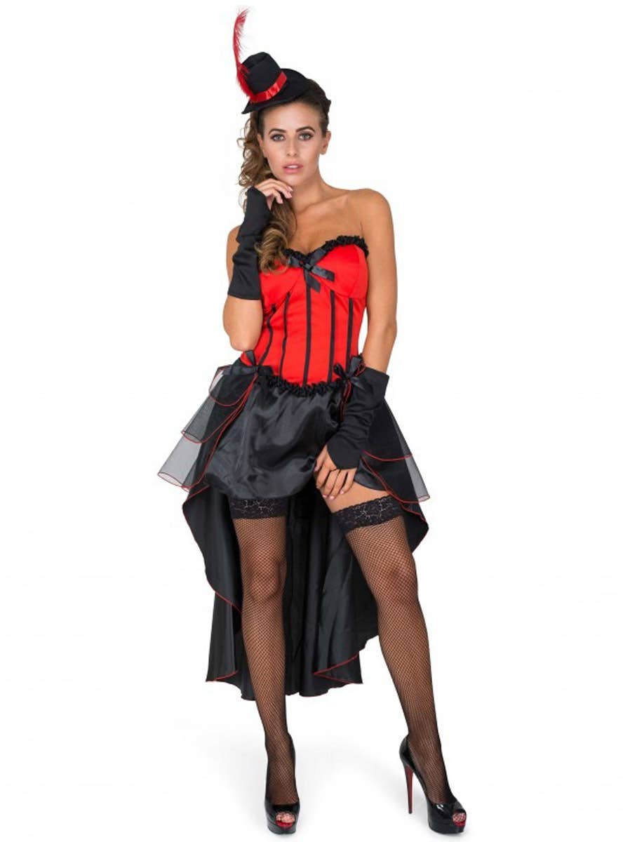 Image of Showgirl Women's Plus Size Red and Black Burlesque Costume - Main Image