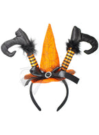 Image of Mini Orange Witch Hat with Feet Halloween Headband