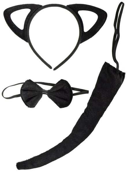 Image of Plush Black Velvet Kids 3 Piece Cat Costume Kit