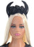 Image of Plush Black Wet Look Devil Horns Headband With Roses