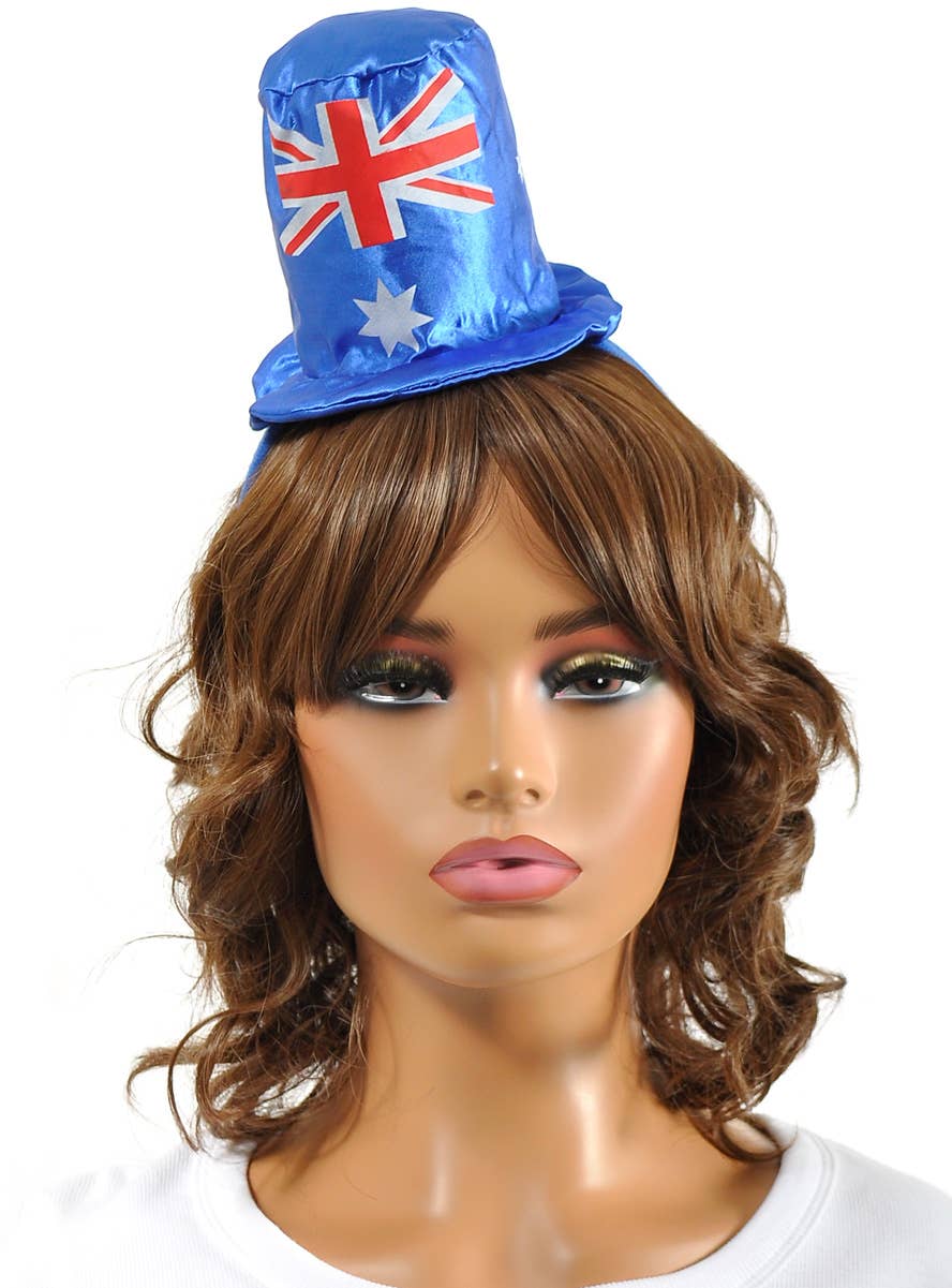 Image of Mini Plush Blue Aussie Top Hat on Headband - Alternate Image
