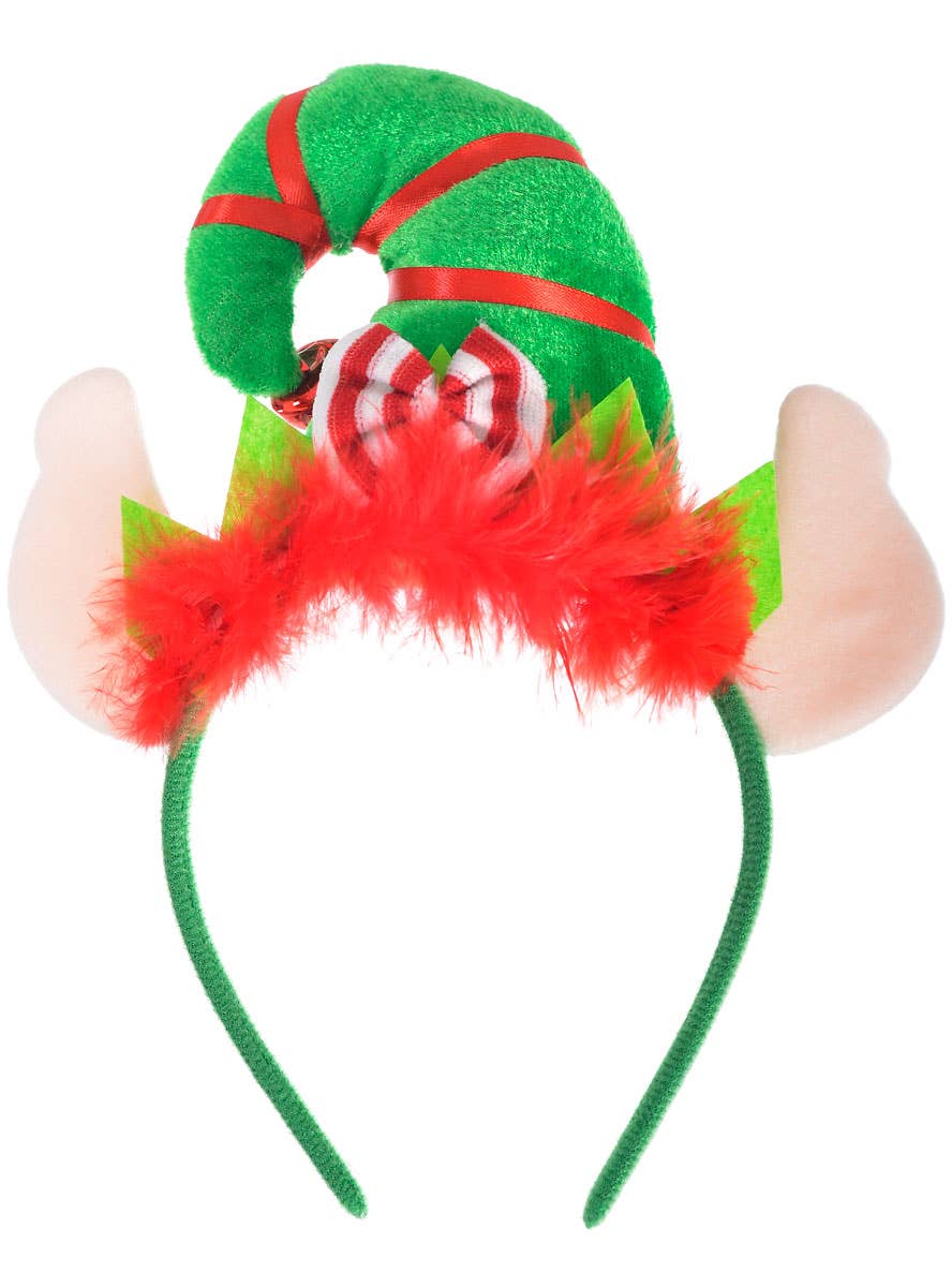 Image of Plush Green and Red Elf Christmas Costume Headband