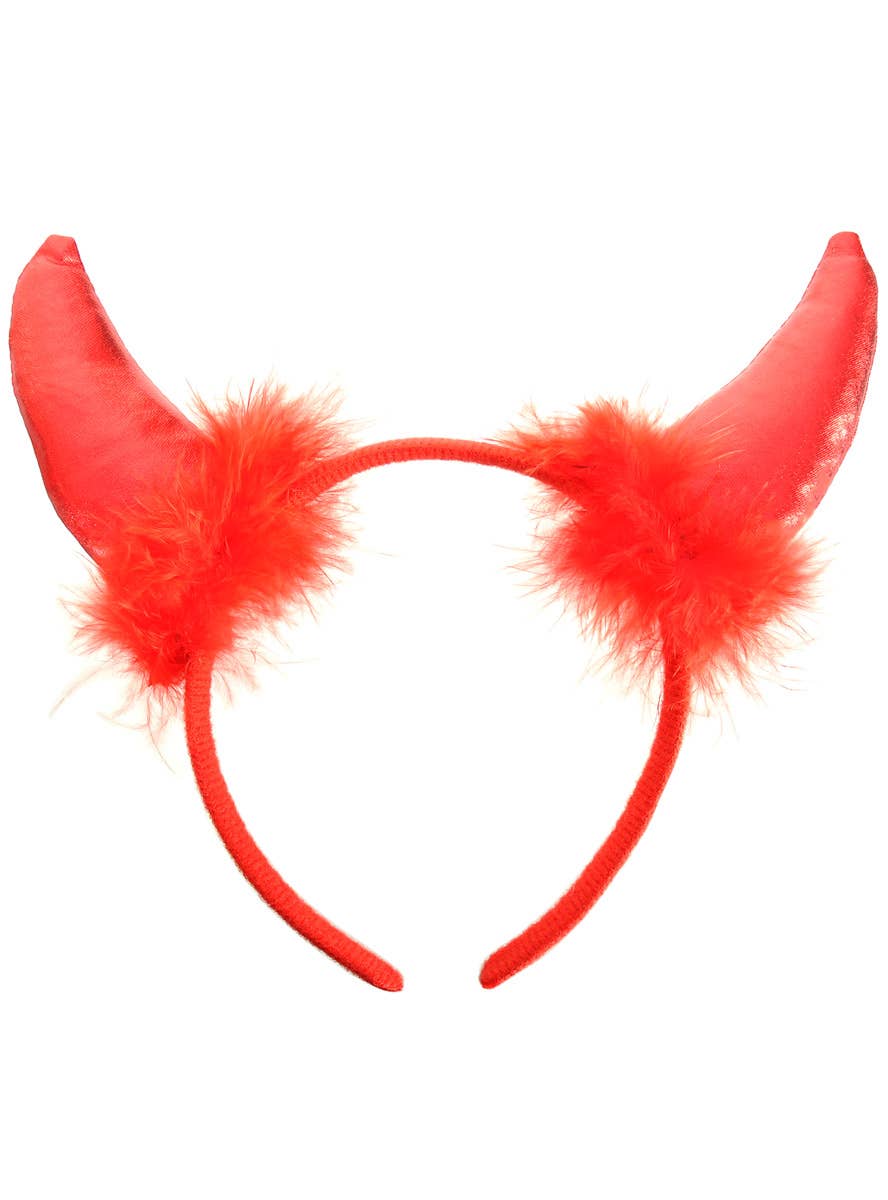 Metallic Red Fluffy Devil Horns Headband