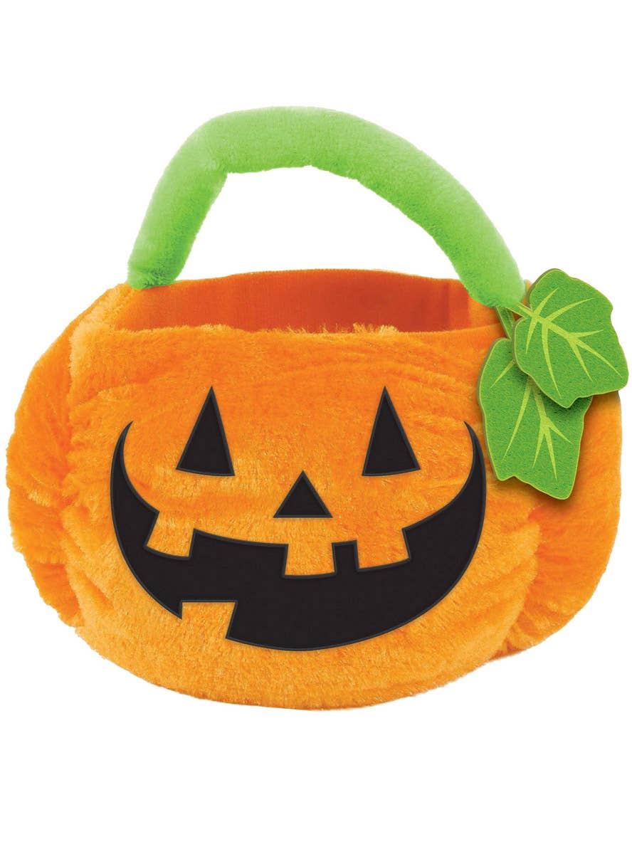 Image of Plush Orange Pumpkin Halloween Trick or Treat Bucket