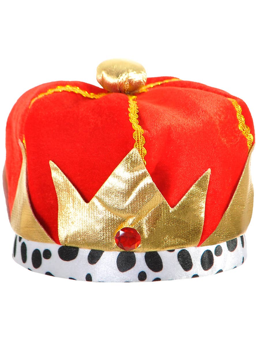 Image of Plush Red Velvet King Crown Costume Hat