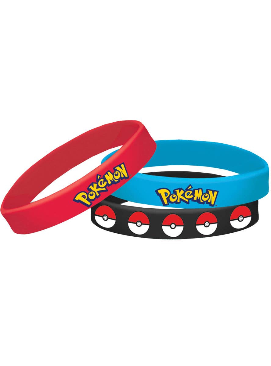 Image of Pokemon Core 6 Pack Rubber Bracelets Party Favours