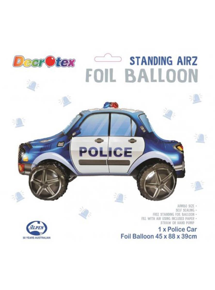 Image of Police Car Large 88cm Long Standing Foil Balloon - Alternate Image