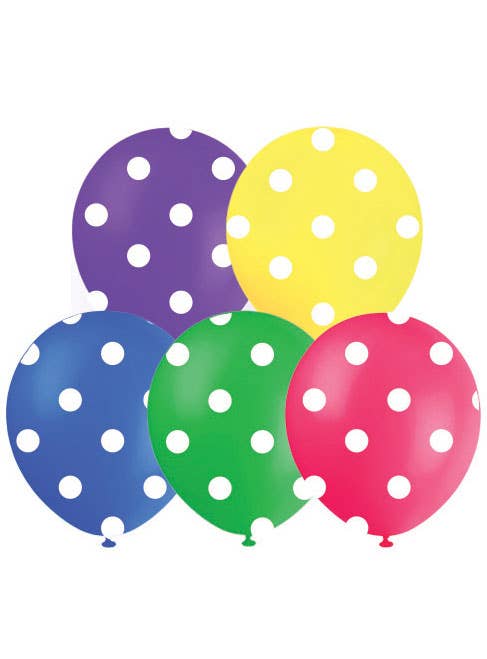 Image of Polka Dots Assorted Coloured 10 Pack 30cm Latex Balloons