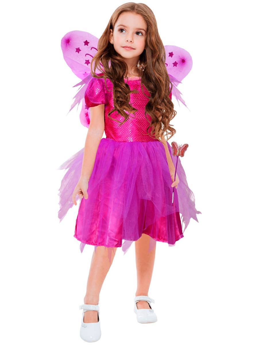 Image of Magical Pink Glitter Fairy Girls Costume
