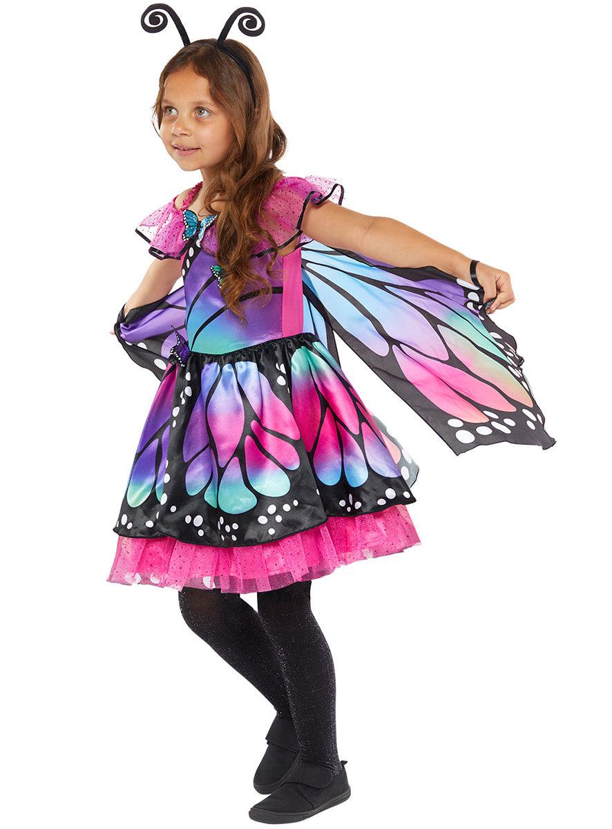 Side image of Pretty Pink And Purple Butterfly Girls Costume