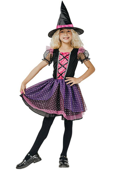 Image of Dazzling Pink Witch Girls Halloween Costume