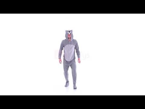 Men's Grey Wolf Fancy Dress Animal Costume Product Video