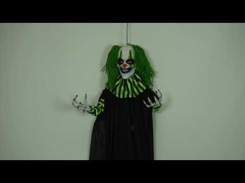 A video showing this animated scary clown Halloween decoration in action.