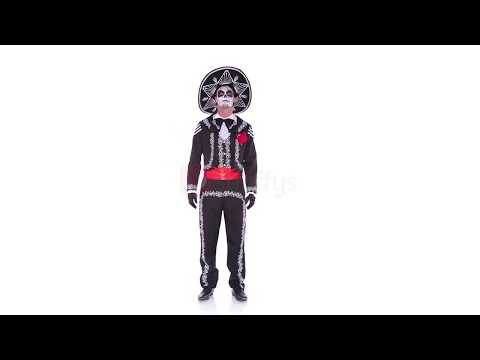 Men's Mexican Day of the Dead Skeleton Costume Product Video