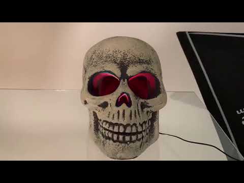 Skull Head with Rainbow Strobing Lights Halloween Prop Product Video