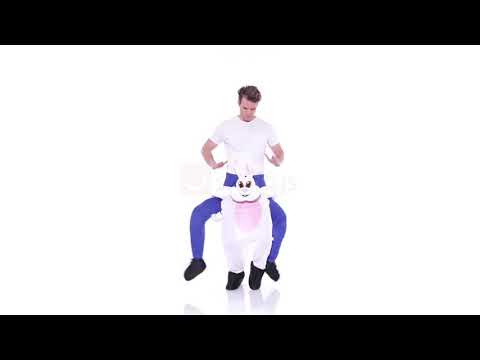 Novelty Piggyback Easter Bunny Men's Fancy Dress Costume Product Video