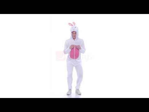 Adult's Fluffy White Bunny Rabbit Onesie Costume Product Video