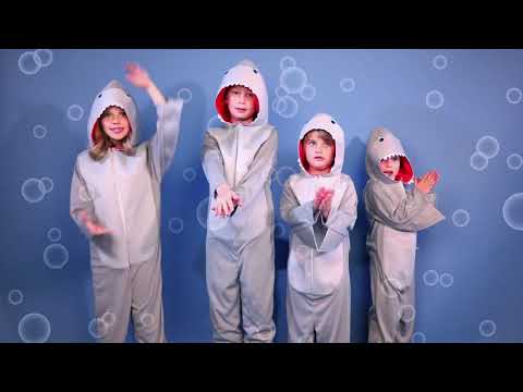 A video of some kids modelling this Smiffy's brand kids grey shark costume.
