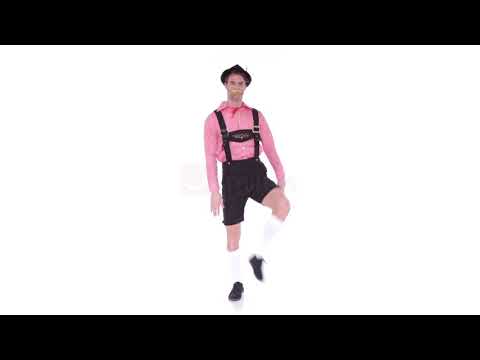 Bavarian Oktoberfest Men's Red and Black Faux Suede Beer Fest Lederhosen Costume Product Video