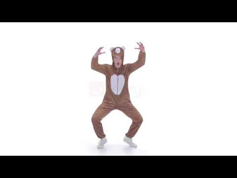 Fluffy Adults Brown Bear Onesie Costume Product Video