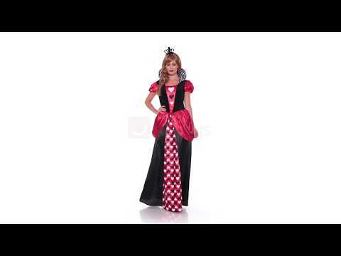 Women's Royal Red Queen Of Hearts Alice In Wonderland Inspired Fancy Dress Costume Product Video