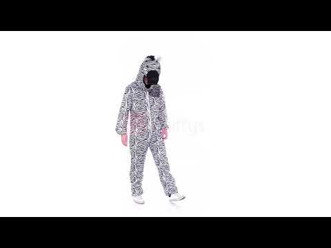 Adult's Zebra Onesie Fancy Dress Costume Product Video