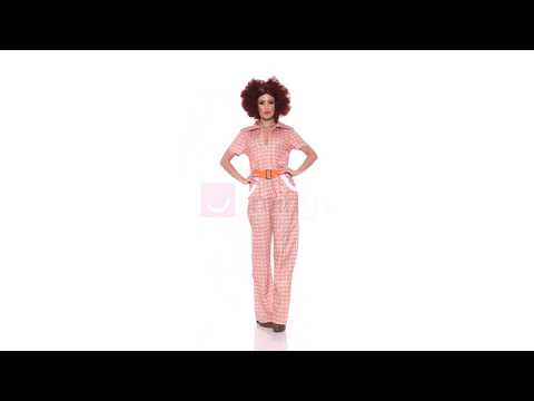 70's Chic Women's Retro Orange Jumpsuit Fancy Dress Costume Product Video