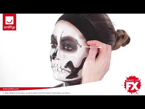 A video tutorial showing how to use this liquid latex skeleton makeup kit.