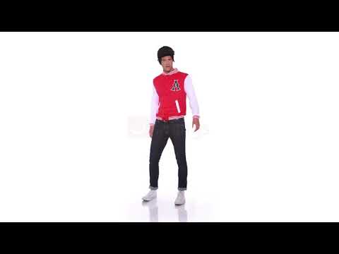 Men's 50's College Jock Red Letterman Costume Jacket Product Video