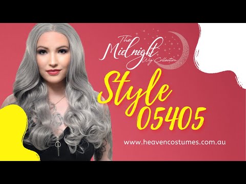 Video of person modelling this grey wig with information about the wig on the side.