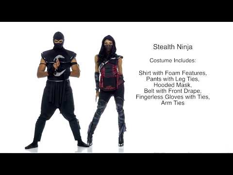 Men's Black Ninja Warrior Fancy Dress Costume Product Video