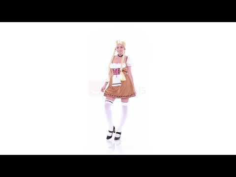 Women's Sexy Brown Bavarian Beer Maid Oktoberfest Costume Product Video