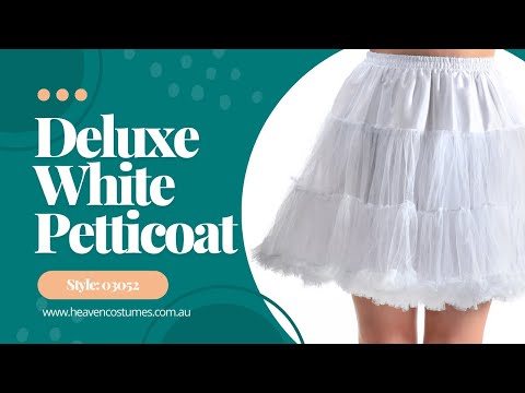 A person modelling this women's white thigh-length petticoat skirt.