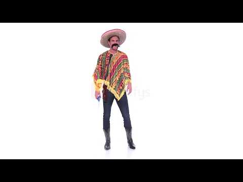 Men's Mexican Poncho Men's Wild West Costume Product Video