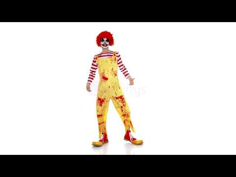 Men's Ronald Mcdonal Killer Clown Costume Product Video