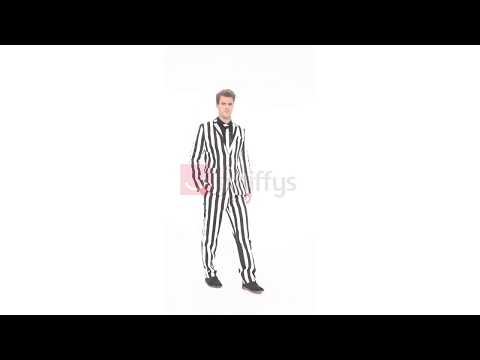 Black And White Striped Men's Beetlejuice Costume Suit Product Video