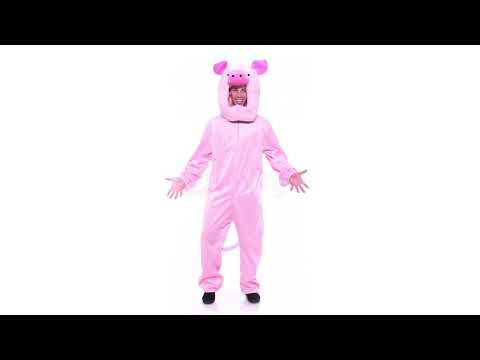 Novelty Plush Pink Pig Adults Fancy Dress Costume Video