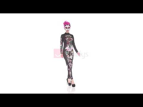 Women's Sexy Day of the Dead Sugar Skull Cat Costume Product Video