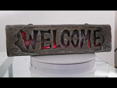 A video of this Welcome sign Halloween decoration showing how it lights up.