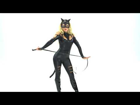 Women's Sexy Black Catsuit Dress Up Costume Product Video