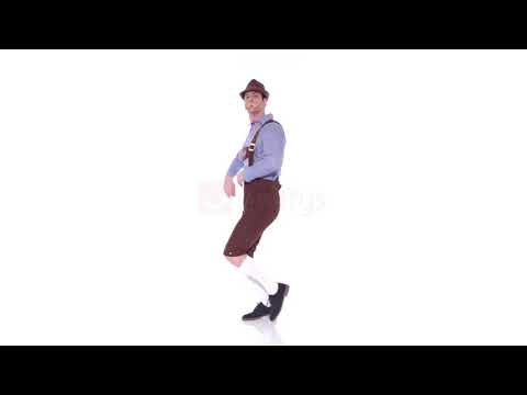 Oktoberfest Men's Blue and Brown Faux Suede Bavarian Beer Guy Lederhosen Costume Product Video 